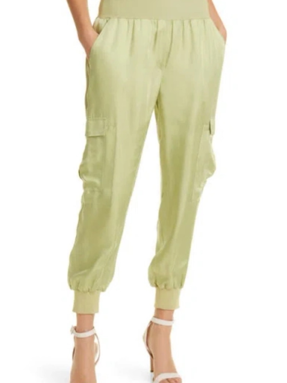 Cinq a Sept Satin Joggers Green Tea NWT